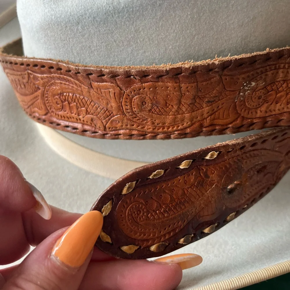 Vintage Well Loved Hand Tooled Leather Belt